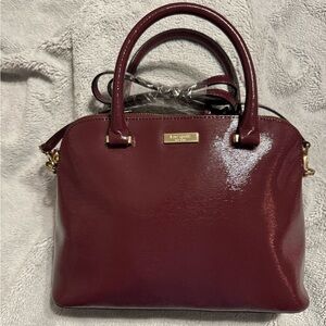 Kate Spade Plum Purple Patent Leather Top Handle Zipper Satchel Shoulder Bag